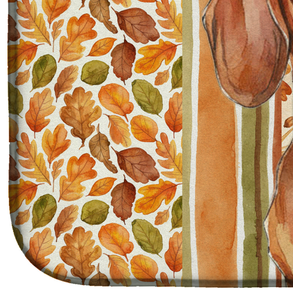Red Brown Dachshund Heirloom Fall Dish Drying Mat Absorbent Dish Drying Mat Pad for Kitchen Counter Dish Drainer Mat for Countertop, 14 x 21", Multicolor
