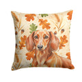 Red Brown Dachshund Heirloom Fall Decorative Throw Pillow 14x14 Indoor Outdoor Accent Cushion, Fabric Cover with Insert for Sofa, Bed, Porch & Living Room