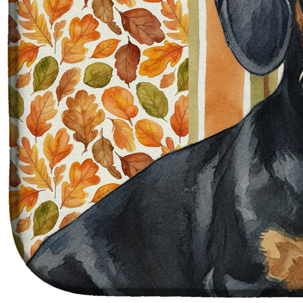 Wirehaired Black and Tan Dachshund Heirloom Fall Dish Drying Mat Absorbent Dish Drying Mat Pad for Kitchen Counter Dish Drainer Mat for Countertop, 14 x 21", Multicolor