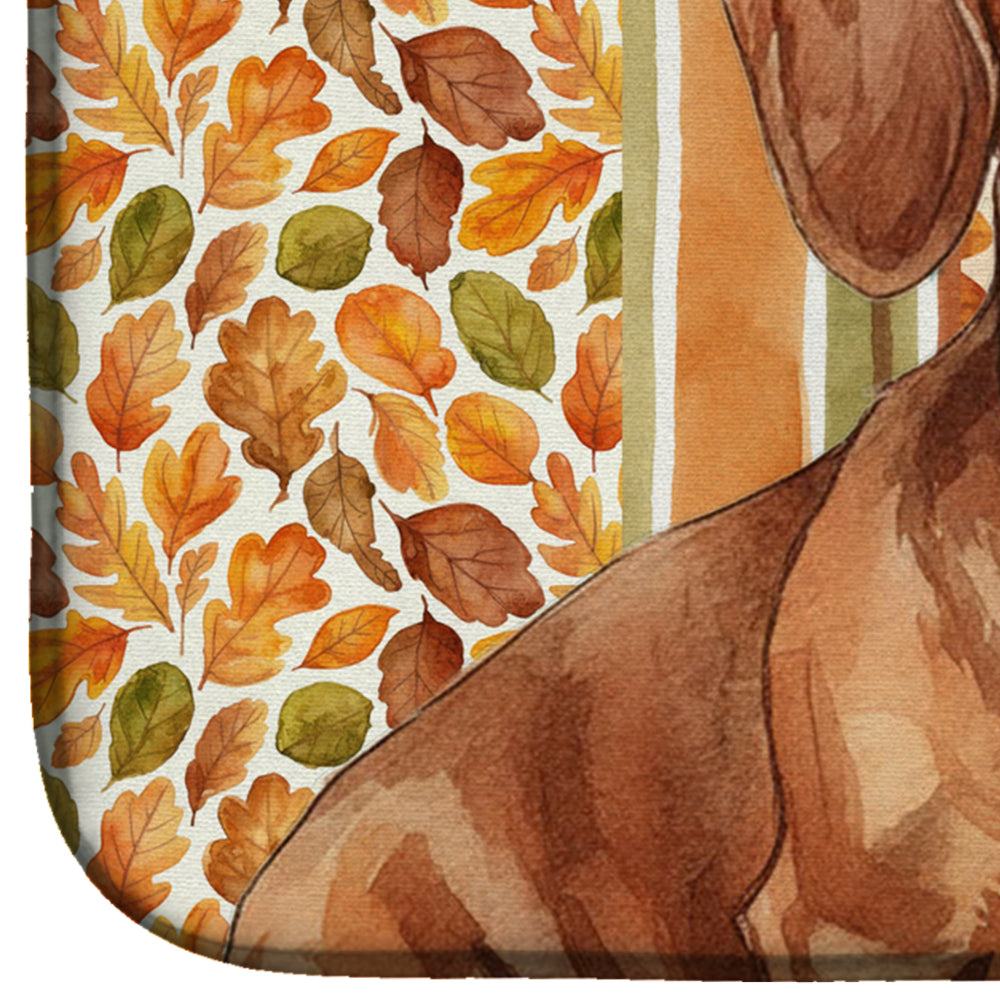 Wirehaired Red Dachshund Heirloom Fall Dish Drying Mat Absorbent Dish Drying Mat Pad for Kitchen Counter Dish Drainer Mat for Countertop, 14 x 21", Multicolor