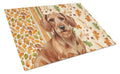 Wirehaired Red Dachshund Heirloom Fall Cutting Board Tempered Glass Kitchen Cutting Surface, Heat Resistant Chopping, Non-Slip Feet, Food Prep & Serving