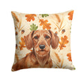 Wirehaired Red Dachshund Heirloom Fall Decorative Throw Pillow 14x14 Indoor Outdoor Accent Cushion, Fabric Cover with Insert for Sofa, Bed, Porch & Living Room