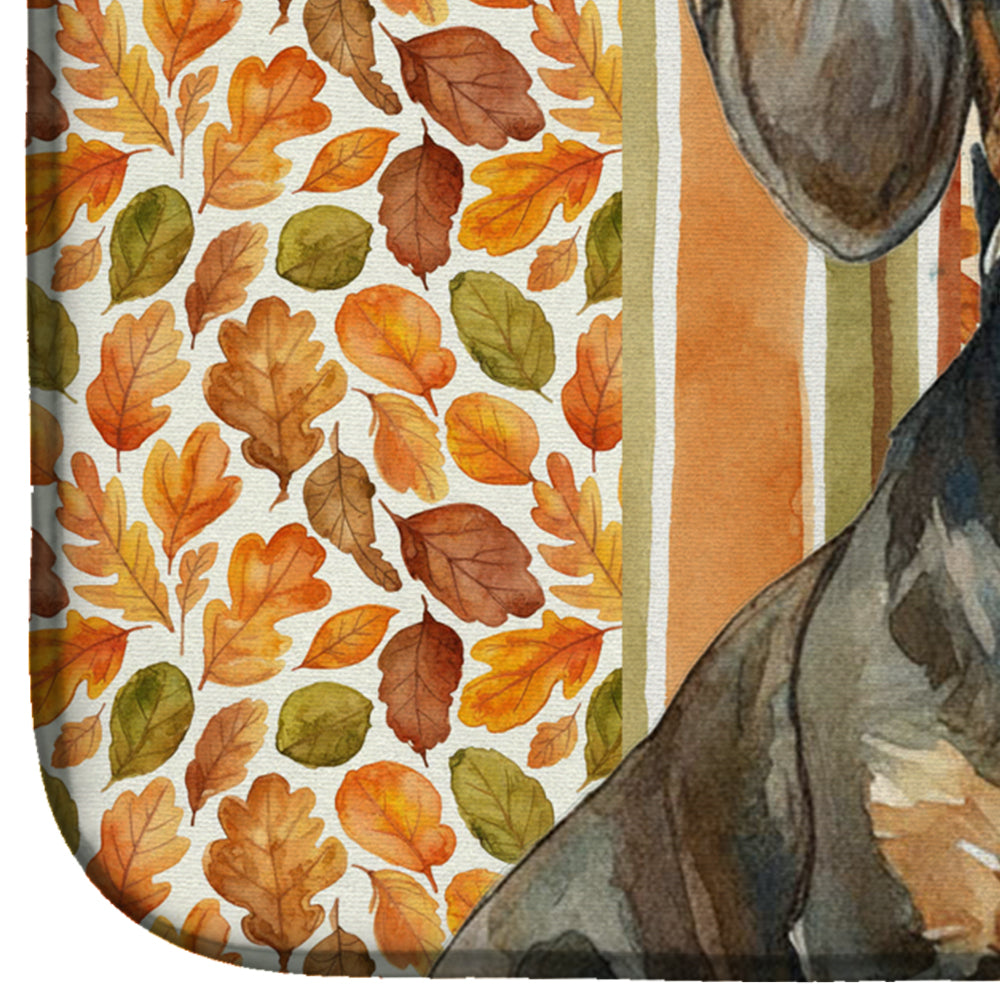 Wirehaired Wild Boar Dachshund Heirloom Fall Dish Drying Mat Absorbent Dish Drying Mat Pad for Kitchen Counter Dish Drainer Mat for Countertop, 14 x 21", Multicolor