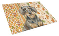 Wirehaired Wild Boar Dachshund Heirloom Fall Cutting Board Tempered Glass Kitchen Cutting Surface, Heat Resistant Chopping, Non-Slip Feet, Food Prep & Serving