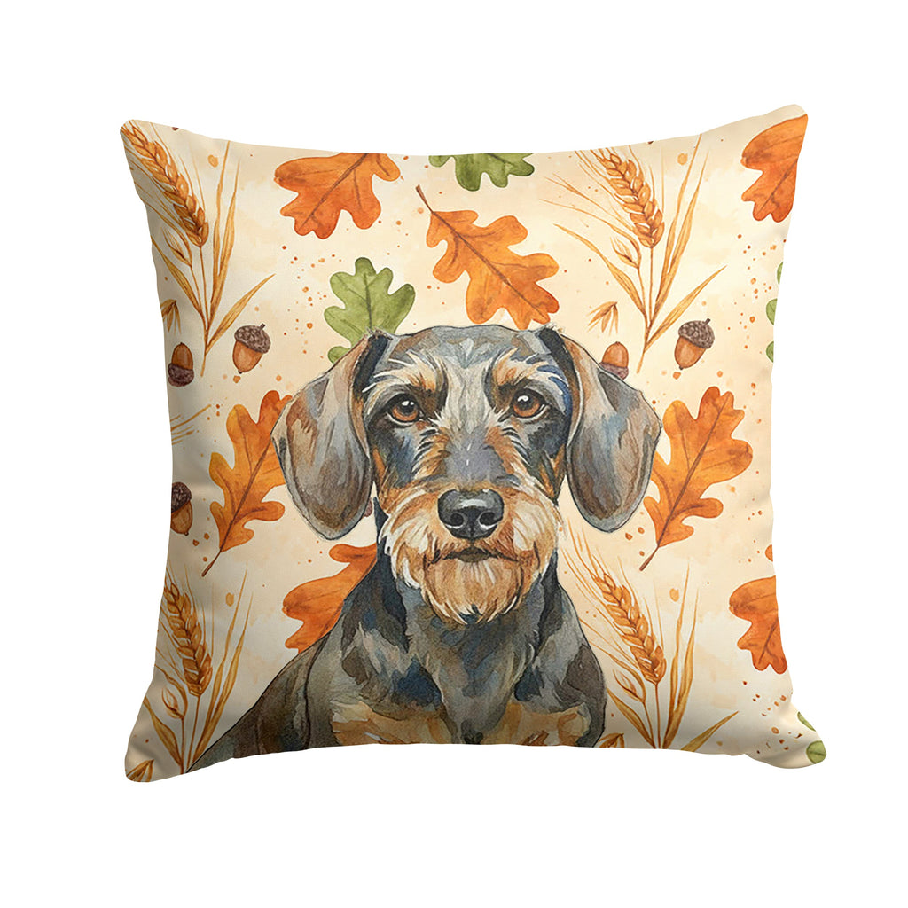 Wirehaired Wild Boar Dachshund Heirloom Fall Decorative Throw Pillow 18x18 Indoor Outdoor Accent Cushion, Fabric Cover with Insert for Sofa, Bed, Porch & Living Room