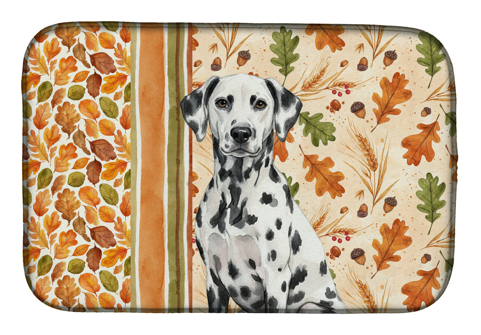 Dalmatian Heirloom Fall Dish Drying Mat Absorbent Dish Drying Mat Pad for Kitchen Counter Dish Drainer Mat for Countertop, 14 x 21", Multicolor