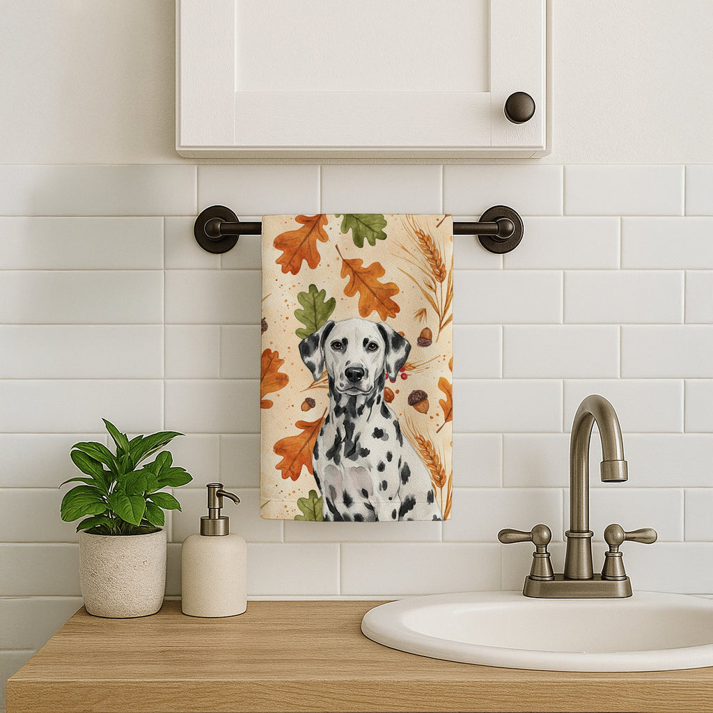 Dalmatian Heirloom Fall Kitchen Towel Velour Plush Front and Cotton Loop Back Machine Washable