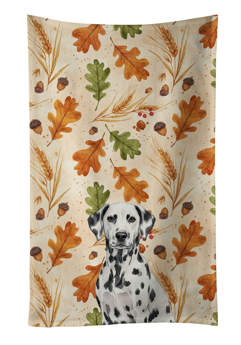 Dalmatian Heirloom Fall Kitchen Towel Velour Plush Front and Cotton Loop Back Machine Washable