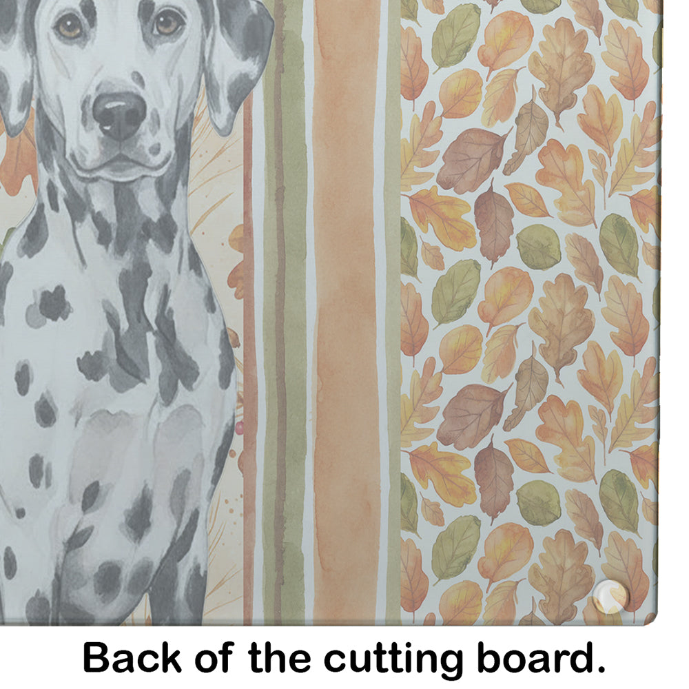 Dalmatian Heirloom Fall Cutting Board Tempered Glass Kitchen Cutting Surface, Heat Resistant Chopping, Non-Slip Feet, Food Prep & Serving