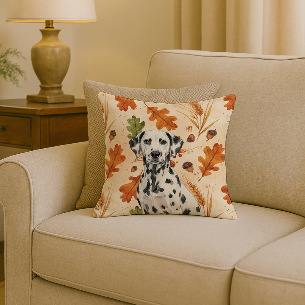 Dalmatian Heirloom Fall Decorative Throw Pillow 18x18 Indoor Outdoor Accent Cushion, Fabric Cover with Insert for Sofa, Bed, Porch & Living Room