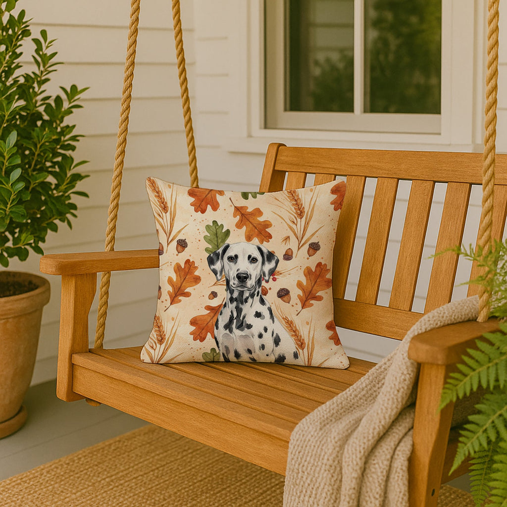 Dalmatian Heirloom Fall Decorative Throw Pillow 18x18 Indoor Outdoor Accent Cushion, Fabric Cover with Insert for Sofa, Bed, Porch & Living Room