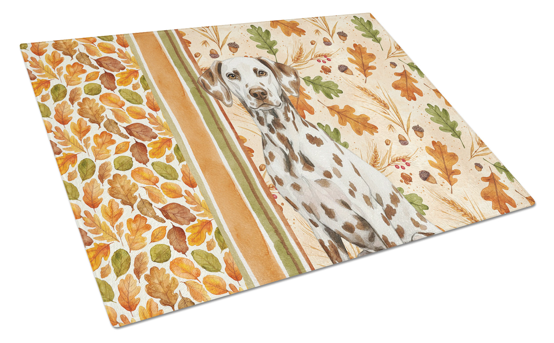 Liver Dalmatian Heirloom Fall Cutting Board Tempered Glass Kitchen Cutting Surface, Heat Resistant Chopping, Non-Slip Feet, Food Prep & Serving