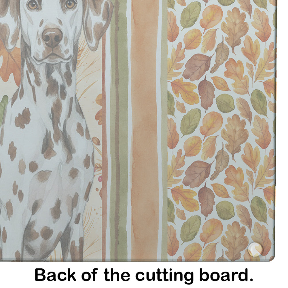 Liver Dalmatian Heirloom Fall Cutting Board Tempered Glass Kitchen Cutting Surface, Heat Resistant Chopping, Non-Slip Feet, Food Prep & Serving
