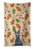 Blue Doberman Pinscher Heirloom Fall Kitchen Towel Velour Plush Front and Cotton Loop Back Machine Washable