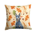 Blue Doberman Pinscher Heirloom Fall Decorative Throw Pillow 14x14 Indoor Outdoor Accent Cushion, Fabric Cover with Insert for Sofa, Bed, Porch & Living Room