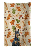 Doberman Pinscher Heirloom Fall Kitchen Towel Velour Plush Front and Cotton Loop Back Machine Washable