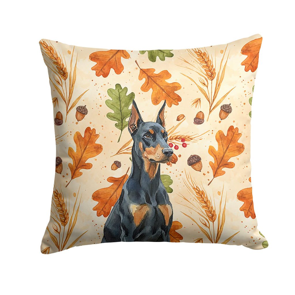 Doberman Pinscher Heirloom Fall Decorative Throw Pillow 14x14 Indoor Outdoor Accent Cushion, Fabric Cover with Insert for Sofa, Bed, Porch & Living Room