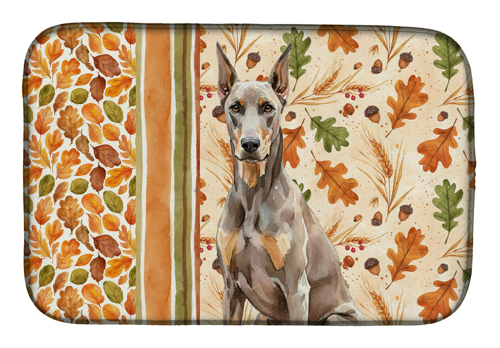 Fawn Doberman Pinscher Heirloom Fall Dish Drying Mat Absorbent Dish Drying Mat Pad for Kitchen Counter Dish Drainer Mat for Countertop, 14 x 21", Multicolor