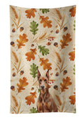 Red Doberman Pinscher Heirloom Fall Kitchen Towel Velour Plush Front and Cotton Loop Back Machine Washable