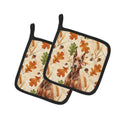 Red Doberman Pinscher Heirloom Fall Pot Holder Set of 2 Heat Resistant Quilted Hot Pads 7.5 x 7.5 Inch, Insulated Kitchen Trivets for Cooking & Baking