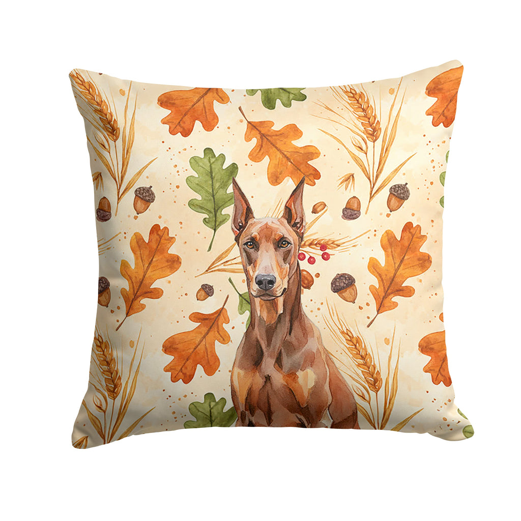 Red Doberman Pinscher Heirloom Fall Decorative Throw Pillow 18x18 Indoor Outdoor Accent Cushion, Fabric Cover with Insert for Sofa, Bed, Porch & Living Room