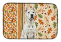 Dogo Argentino Heirloom Fall Dish Drying Mat Absorbent Dish Drying Mat Pad for Kitchen Counter Dish Drainer Mat for Countertop, 14 x 21", Multicolor