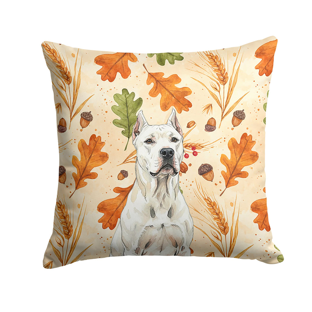 Dogo Argentino Heirloom Fall Decorative Throw Pillow 14x14 Indoor Outdoor Accent Cushion, Fabric Cover with Insert for Sofa, Bed, Porch & Living Room