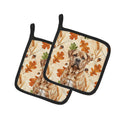 Dogue de Bordeaux Heirloom Fall Pot Holder Set of 2 Heat Resistant Quilted Hot Pads 7.5 x 7.5 Inch, Insulated Kitchen Trivets for Cooking & Baking