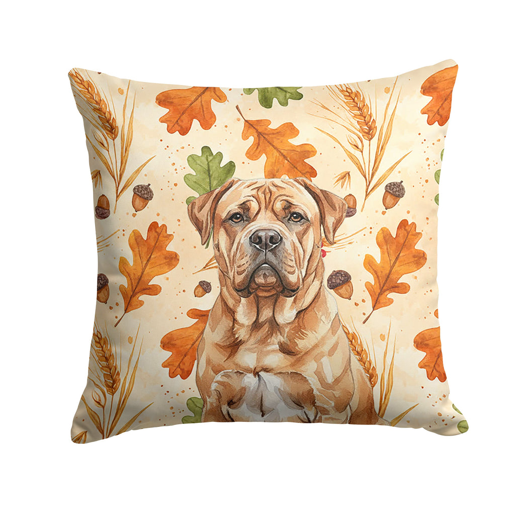 Dogue de Bordeaux Heirloom Fall Decorative Throw Pillow 14x14 Indoor Outdoor Accent Cushion, Fabric Cover with Insert for Sofa, Bed, Porch & Living Room
