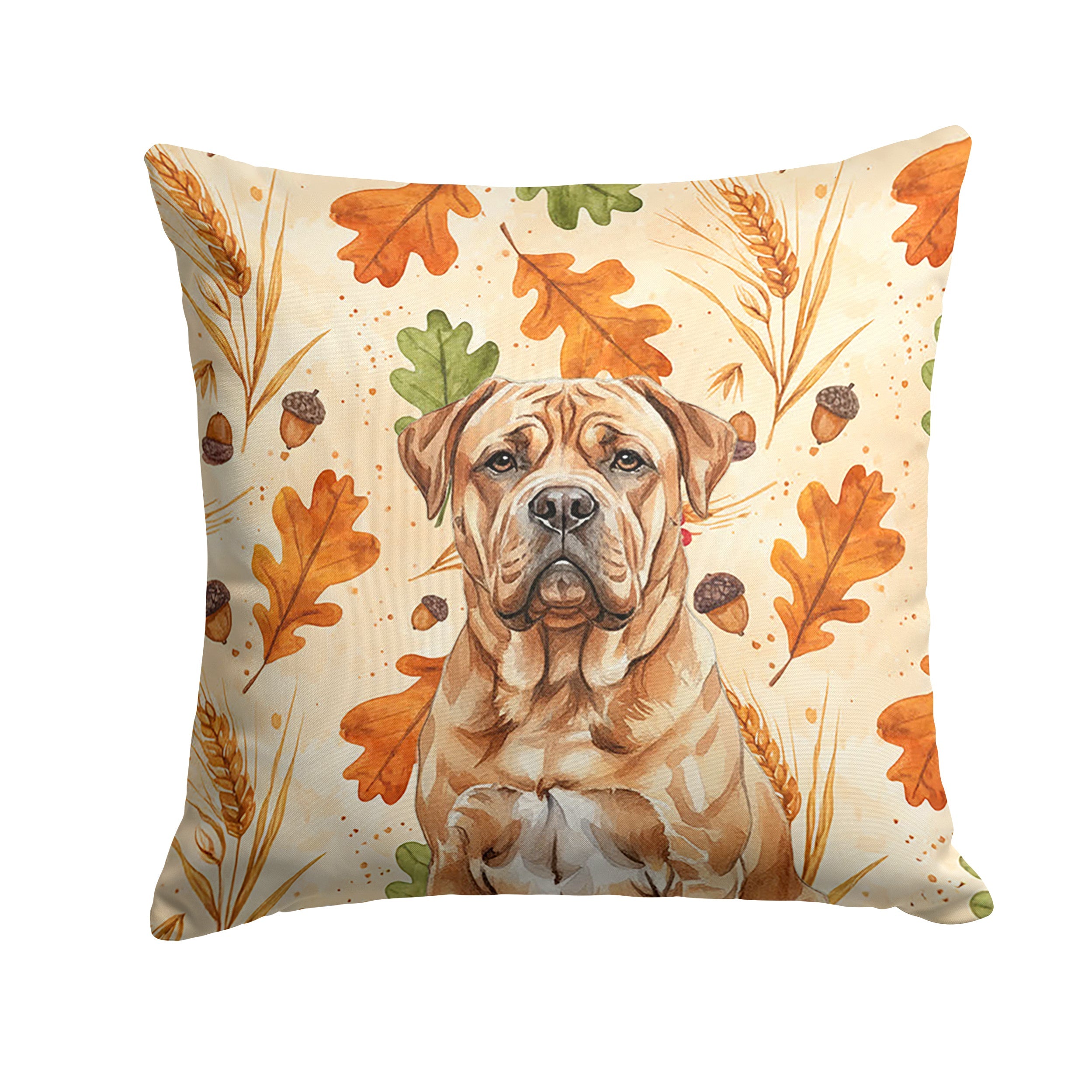 Dogue de Bordeaux Heirloom Fall Decorative Throw Pillow 18x18 Indoor Outdoor Accent Cushion, Fabric Cover with Insert for Sofa, Bed, Porch & Living Room