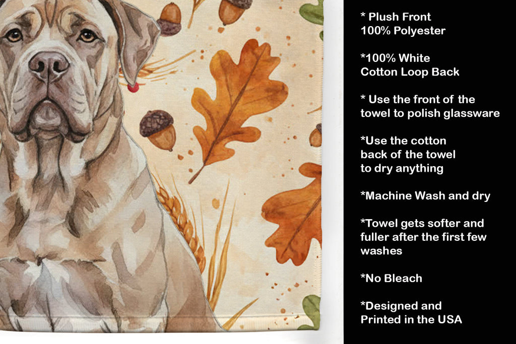 Isabella Dogue de Bordeaux Heirloom Fall Kitchen Towel Velour Plush Front and Cotton Loop Back Machine Washable