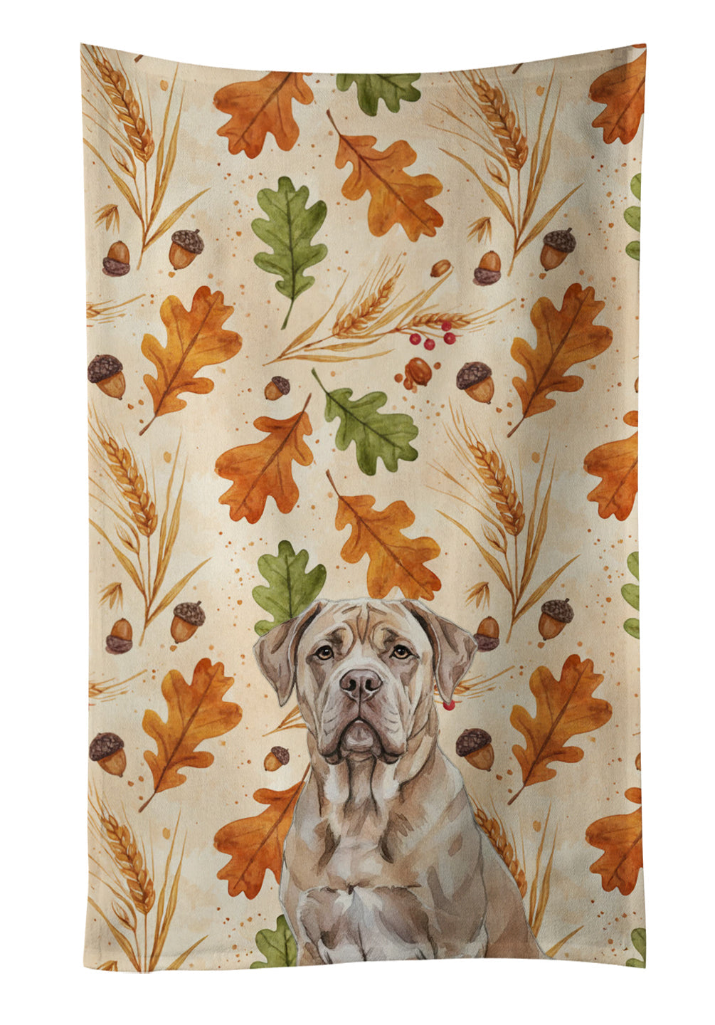 Isabella Dogue de Bordeaux Heirloom Fall Kitchen Towel Velour Plush Front and Cotton Loop Back Machine Washable