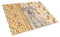 Isabella Dogue de Bordeaux Heirloom Fall Cutting Board Tempered Glass Kitchen Cutting Surface, Heat Resistant Chopping, Non-Slip Feet, Food Prep & Serving