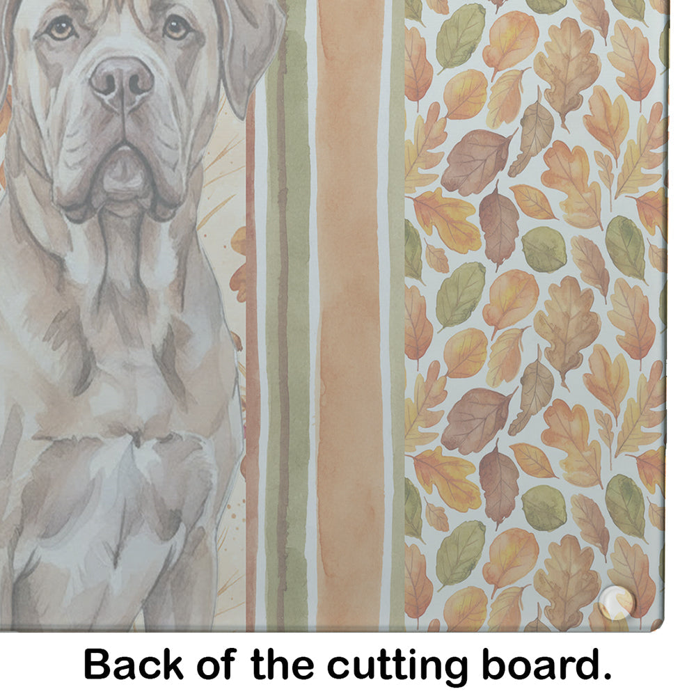 Isabella Dogue de Bordeaux Heirloom Fall Cutting Board Tempered Glass Kitchen Cutting Surface, Heat Resistant Chopping, Non-Slip Feet, Food Prep & Serving