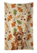 Mahogany Dogue de Bordeaux Heirloom Fall Kitchen Towel Velour Plush Front and Cotton Loop Back Machine Washable