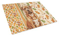 Mahogany Dogue de Bordeaux Heirloom Fall Cutting Board Tempered Glass Kitchen Cutting Surface, Heat Resistant Chopping, Non-Slip Feet, Food Prep & Serving
