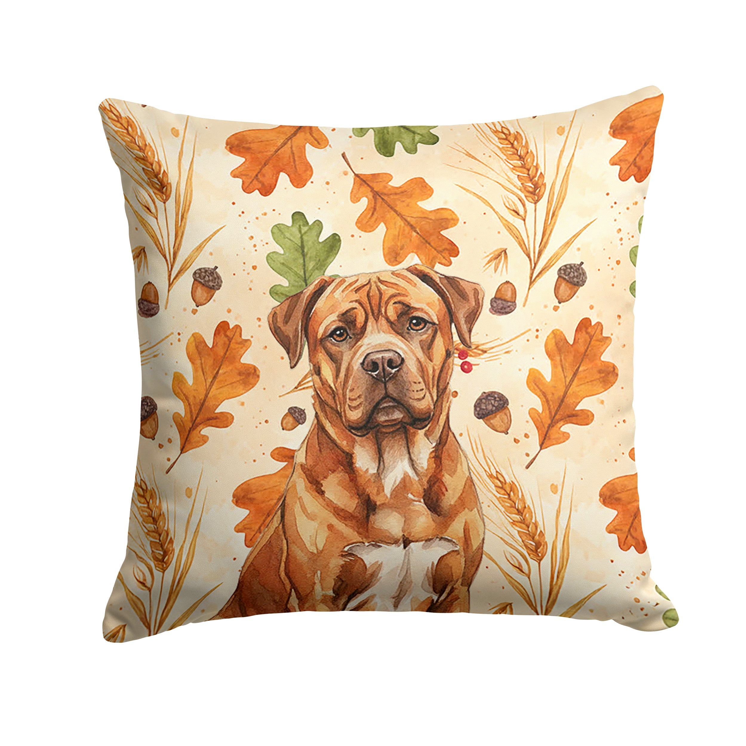 Mahogany Dogue de Bordeaux Heirloom Fall Decorative Throw Pillow 18x18 Indoor Outdoor Accent Cushion, Fabric Cover with Insert for Sofa, Bed, Porch & Living Room