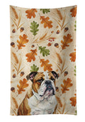 Brindle and White English Bulldog Heirloom Fall Kitchen Towel Velour Plush Front and Cotton Loop Back Machine Washable