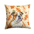 Brindle and White English Bulldog Heirloom Fall Decorative Throw Pillow 18x18 Indoor Outdoor Accent Cushion, Fabric Cover with Insert for Sofa, Bed, Porch & Living Room