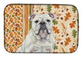 White English Bulldog Heirloom Fall Dish Drying Mat Absorbent Dish Drying Mat Pad for Kitchen Counter Dish Drainer Mat for Countertop, 14 x 21", Multicolor