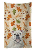White English Bulldog Heirloom Fall Kitchen Towel Velour Plush Front and Cotton Loop Back Machine Washable
