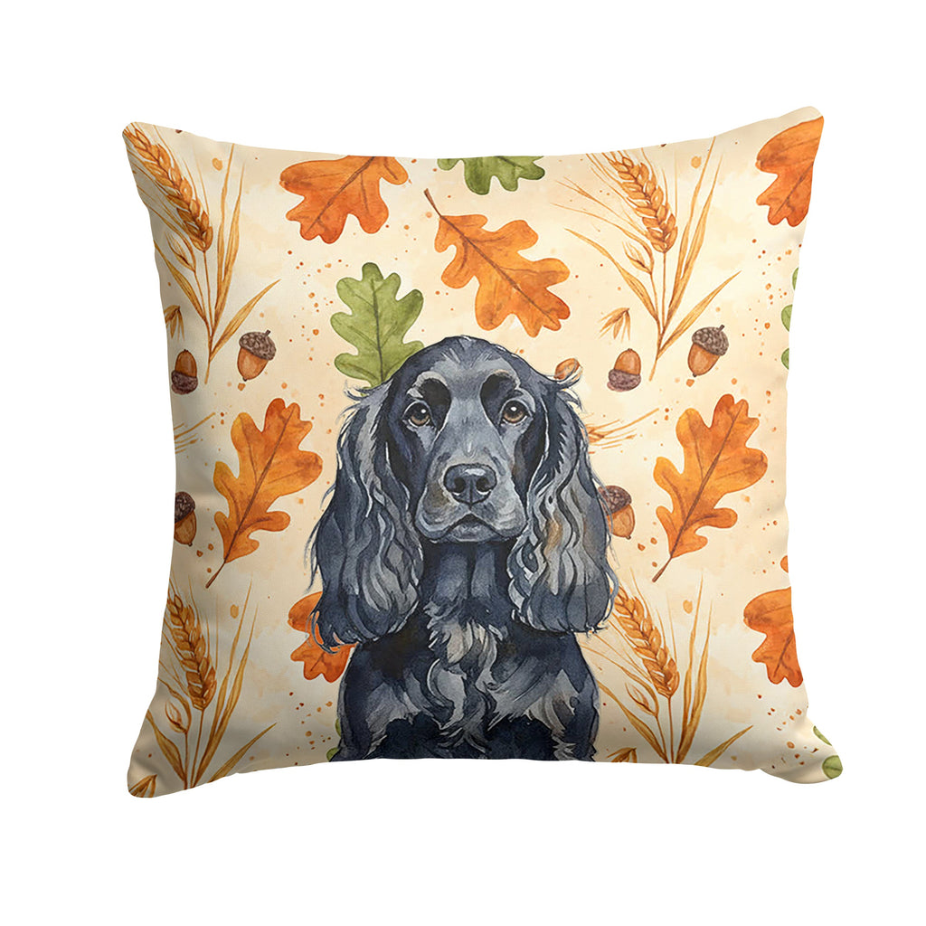 Black English Cocker Spaniel Heirloom Fall Decorative Throw Pillow 14x14 Indoor Outdoor Accent Cushion, Fabric Cover with Insert for Sofa, Bed, Porch & Living Room