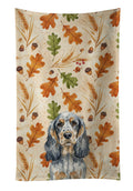 Blue Roan & Tan English Cocker Spaniel Heirloom Fall Kitchen Towel Velour Plush Front and Cotton Loop Back Machine Washable