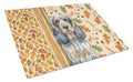 Blue Roan & Tan English Cocker Spaniel Heirloom Fall Cutting Board Tempered Glass Kitchen Cutting Surface, Heat Resistant Chopping, Non-Slip Feet, Food Prep & Serving