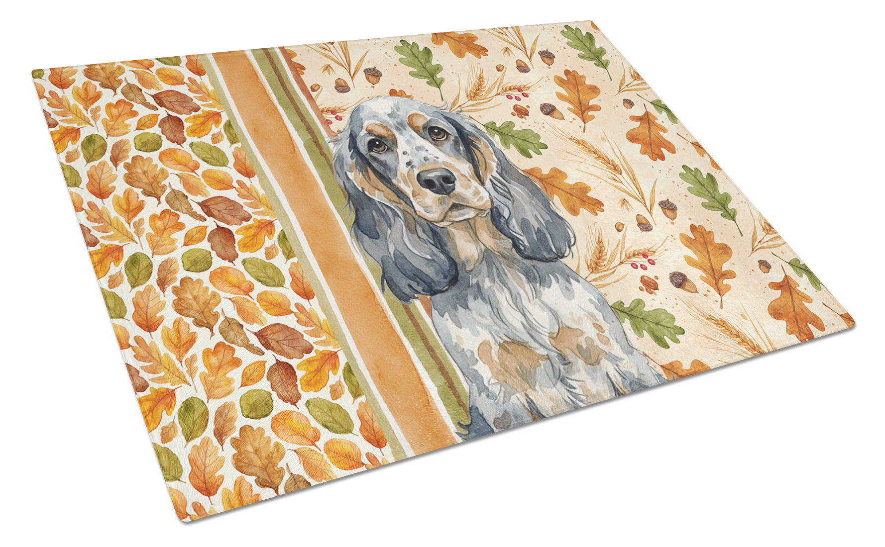 Blue Roan & Tan English Cocker Spaniel Heirloom Fall Cutting Board Tempered Glass Kitchen Cutting Surface, Heat Resistant Chopping, Non-Slip Feet, Food Prep & Serving