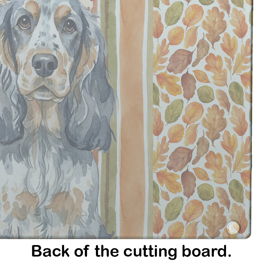 Blue Roan & Tan English Cocker Spaniel Heirloom Fall Cutting Board Tempered Glass Kitchen Cutting Surface, Heat Resistant Chopping, Non-Slip Feet, Food Prep & Serving