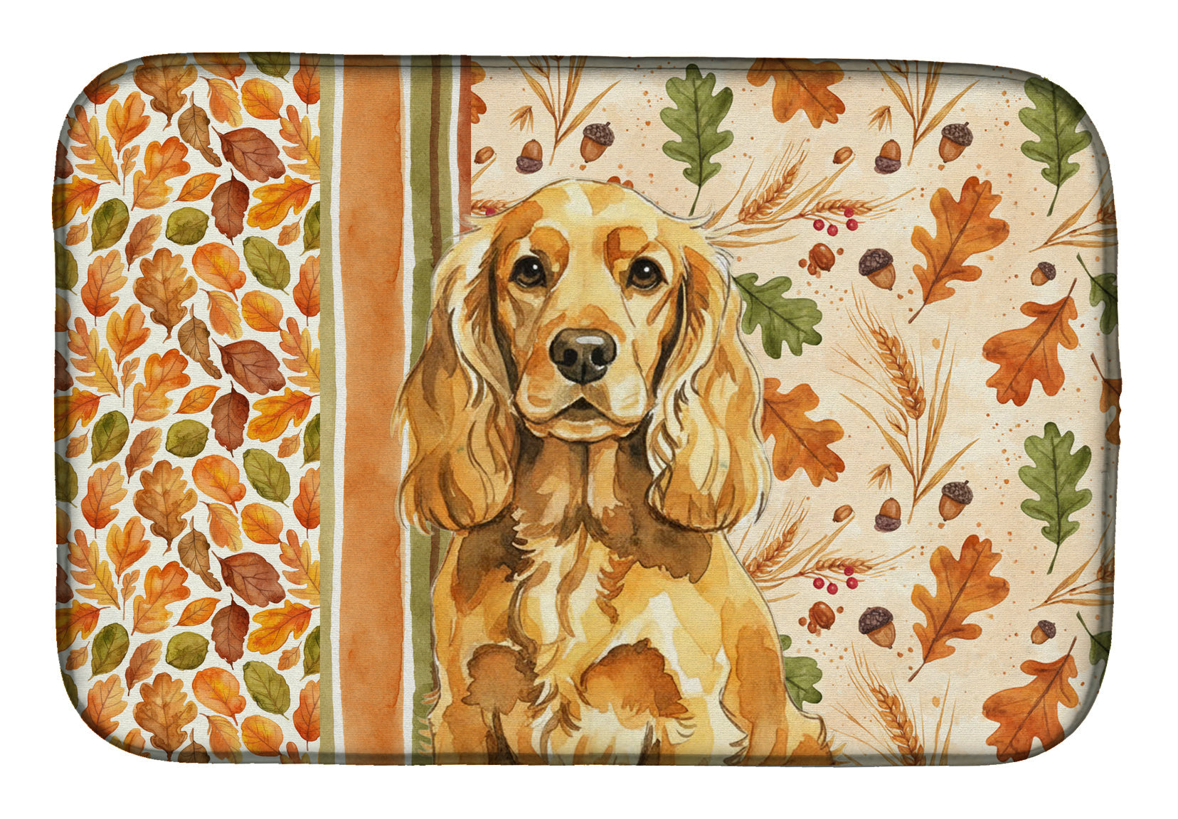 Golden English Cocker Spaniel Heirloom Fall Dish Drying Mat Absorbent Dish Drying Mat Pad for Kitchen Counter Dish Drainer Mat for Countertop, 14 x 21", Multicolor