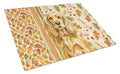 Golden English Cocker Spaniel Heirloom Fall Cutting Board Tempered Glass Kitchen Cutting Surface, Heat Resistant Chopping, Non-Slip Feet, Food Prep & Serving