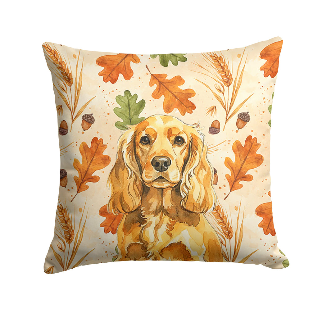 Golden English Cocker Spaniel Heirloom Fall Decorative Throw Pillow 18x18 Indoor Outdoor Accent Cushion, Fabric Cover with Insert for Sofa, Bed, Porch & Living Room