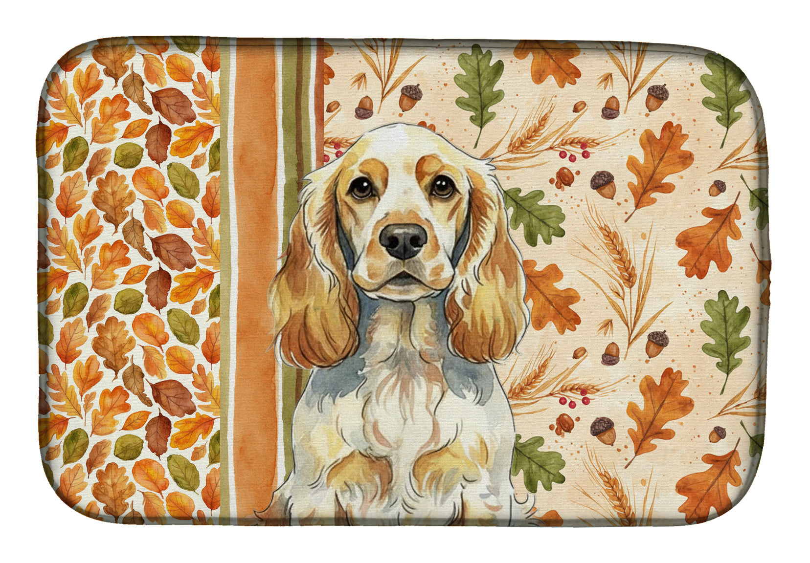 Lemon Roan English Cocker Spaniel Heirloom Fall Dish Drying Mat Absorbent Dish Drying Mat Pad for Kitchen Counter Dish Drainer Mat for Countertop, 14 x 21", Multicolor